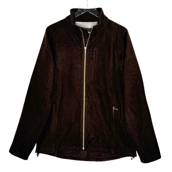 Smartwool L Unisex Full Zip Merino Wool Jacket Dark Brown Mid Weight Unlined - Picture 1 of 12